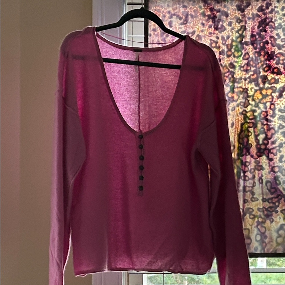 We The Free Fuchsia Sheer Sweater